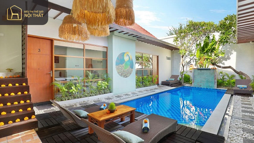 Cabana là loại phòng luôn cạnh hồ bơi hoặc có hồ bơi riêng gắn liền với phòng
