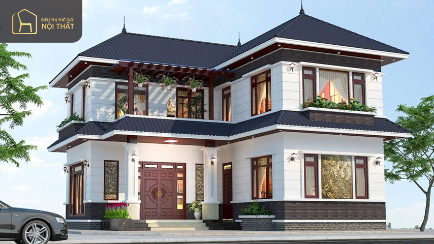 Biệt thự mini với thiết k ế hình chữ L hiện đại