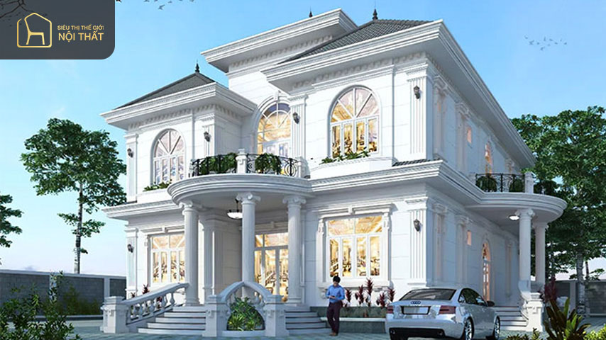 Mẫu biệt thự mini 2 tầng với thiết kế tân Cổ Điển