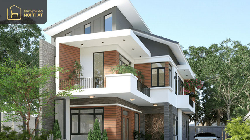 Mái lệch được nhiều người ưu ái khi thiết kế biệt thự mini