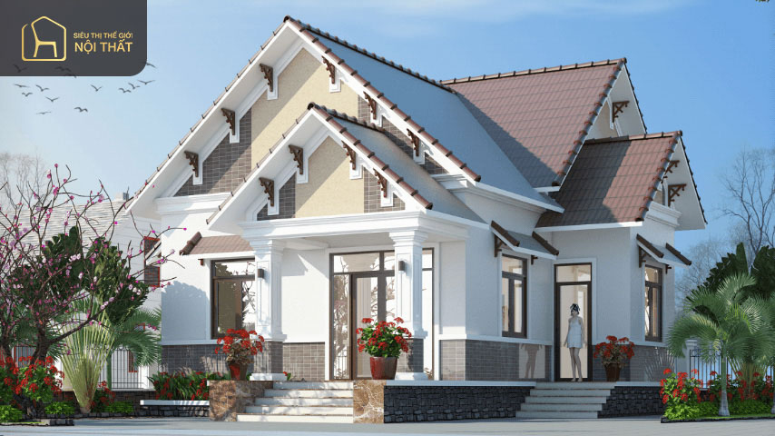 Mẫu thiết kế 1 tầng 3 phòng ngủ của biệt thự mini