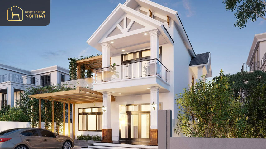 Mẫu biệt thự mini 2 tầng hiện đại với vật liệu hoàn thiện cao cấp