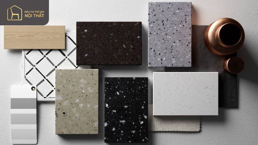 Đá solid surface có quy trình sản xuất bằng cách trộn các loại nhựa acrylic, epoxy hoặc polyester hoặc cả hai, sau đó kết hợp với chất độn bauxite dạng bột và bột màu Đá solid surface có quy trình sản xuất bằng cách trộn các loại nhựa acrylic, epoxy hoặc polyester hoặc cả hai, sau đó kết hợp với chất độn bauxite dạng bột và bột màu