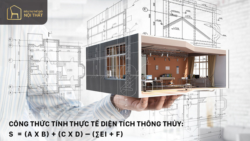 Hình minh họa của công thức diện tích thông thủy dựa theo Thông tư
