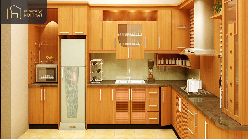 Bảo quản thực phẩm lâu hơn với chiếc tủ bếp được làm từ gỗ Xoan Đào