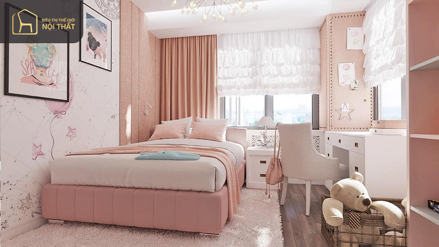 Phòng ngủ trẻ em sẽ có sự sinh động và đẹp mắt nếu sử dụng màu pastel