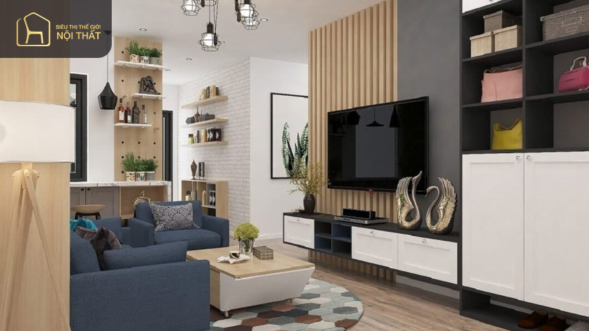 Dùng sản phẩm mỹ nghệ trang trí kệ tivi
