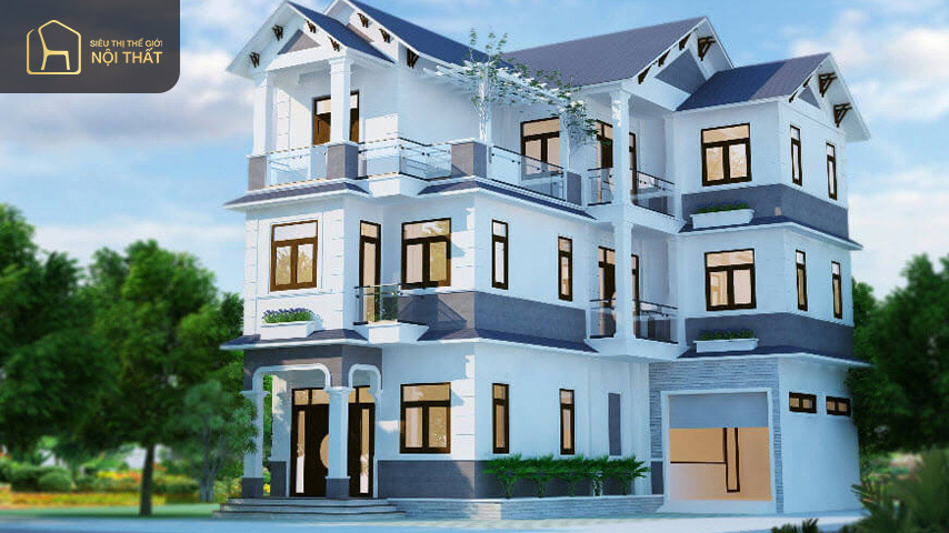 Màu sơn nhà ngoài trời đẹp với màu xanh dương thanh lịch