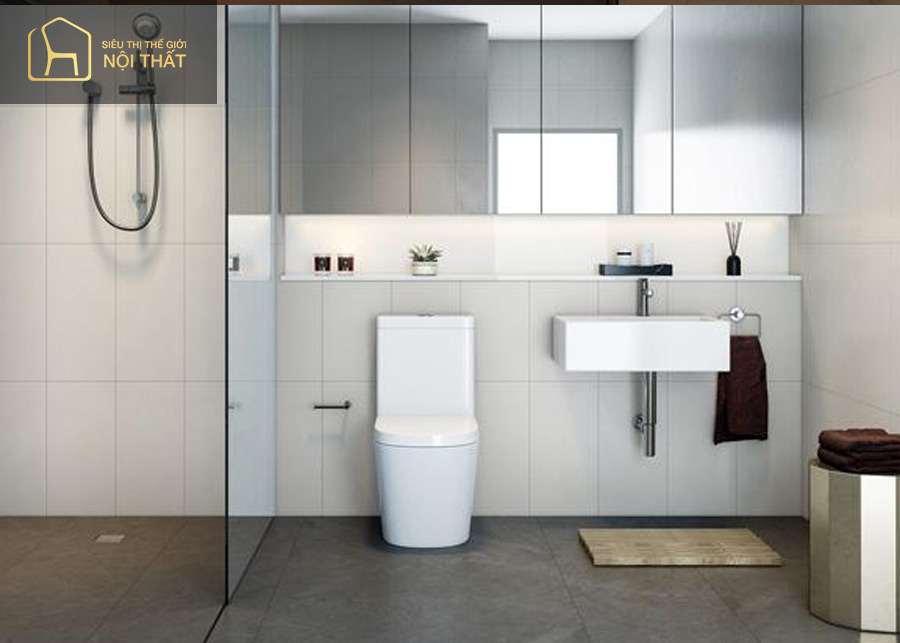 Thiết kế tuy đơn giản nhưng vẫn mang tính tiện nghi kết hợp với hệ thống gương và sàn bắt mắt
