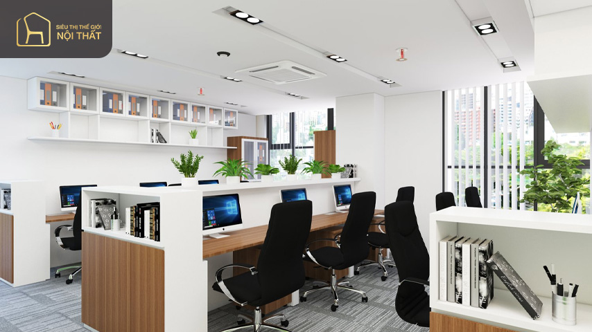 Thiết kế văn phòng 25m2 hình vuông tạo cảm giác cân đối