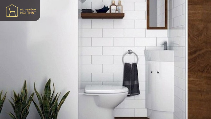 Lắp đặt chậu rửa âm bàn cho thiết kế toilet dưới gầm cầu thang là giải pháp tiết kiệm diện tích nhà vệ sinh hiệu quả