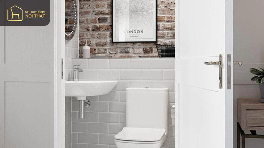 Chậu rửa treo tường rất được ưa thích trong các thiết kế nhà vệ sinh dưới gầm cầu thang