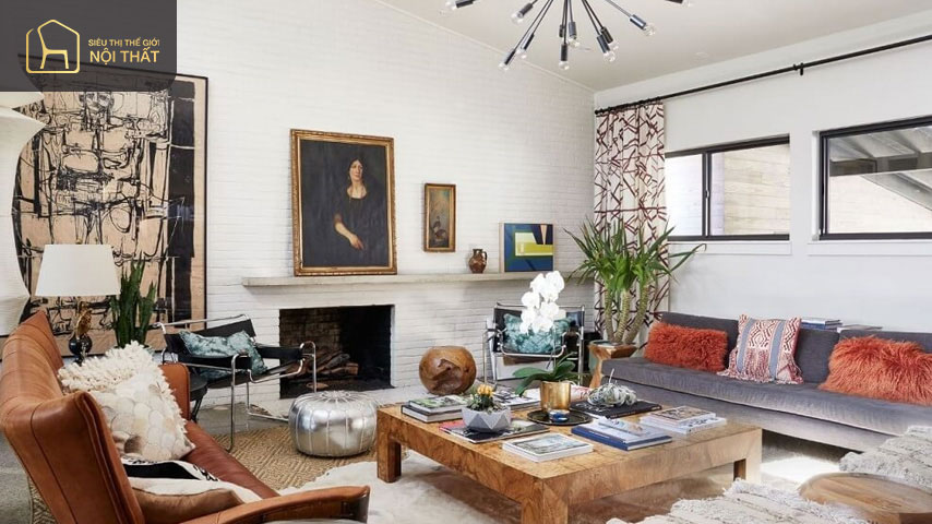 Phối màu cho phong cách Bohemian nên chọn các màu như trắng, be để tăng thêm sự mộc mạc cho ngôi nhà