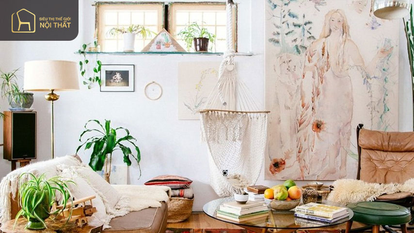Một trong những yếu tố đầu tiên của nội thất Boho là sự hiện diện của các loại vải