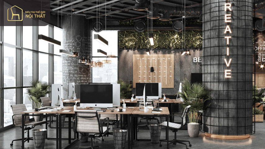 Mẫu văn phòng Industrial trẻ trung hiện đại