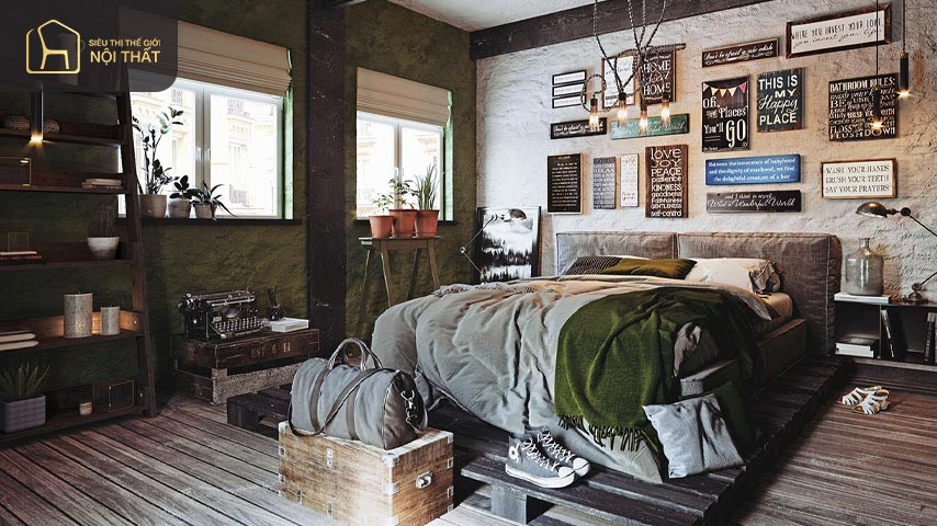 Mẫu trang trí phòng ngủ phong cách Vintage phổ biến với rèm cửa trắng nhẹ nhàng