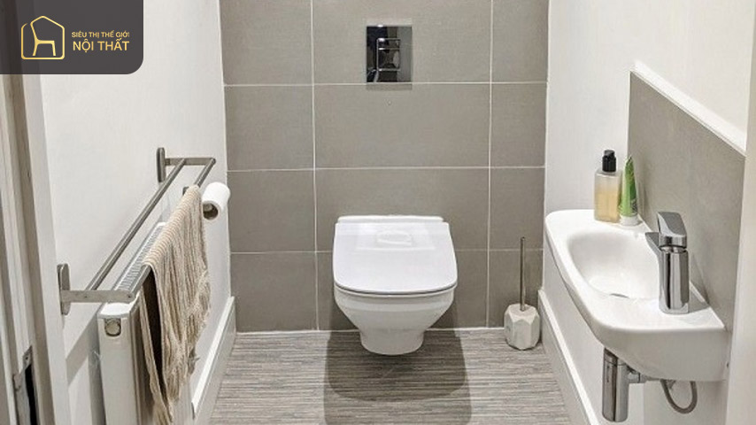 Thêm cây xanh vào trang trí cho thiết kế phòng tắm nhỏ 1m2 để tăng tính thẩm mỹ và lọc không khí phòng tắm