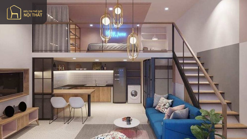 Phòng trọ 15m2 với phong cách thiết kế thêm gác lửng