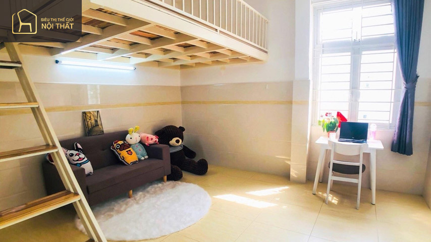 Sử dụng đèn tiết kiệm điện khi thiết kế phòng trọ đẹp 15m2