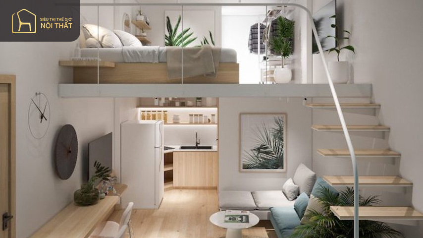 Thiết kế phòng khách với sofa nhỏ gọn nhẹ nhàng