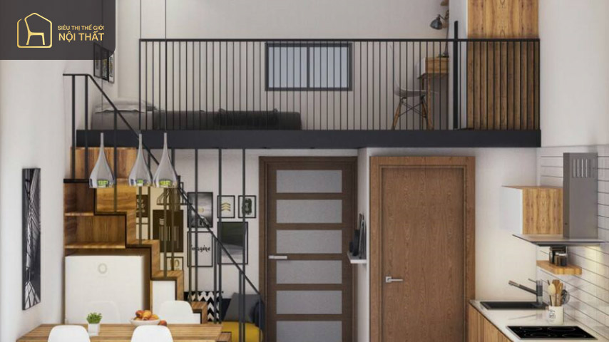 Thiết kế phòng trọ 15m2 sang trọng với gác lửng giúp diện tích căn phòng rộng rãi hơn