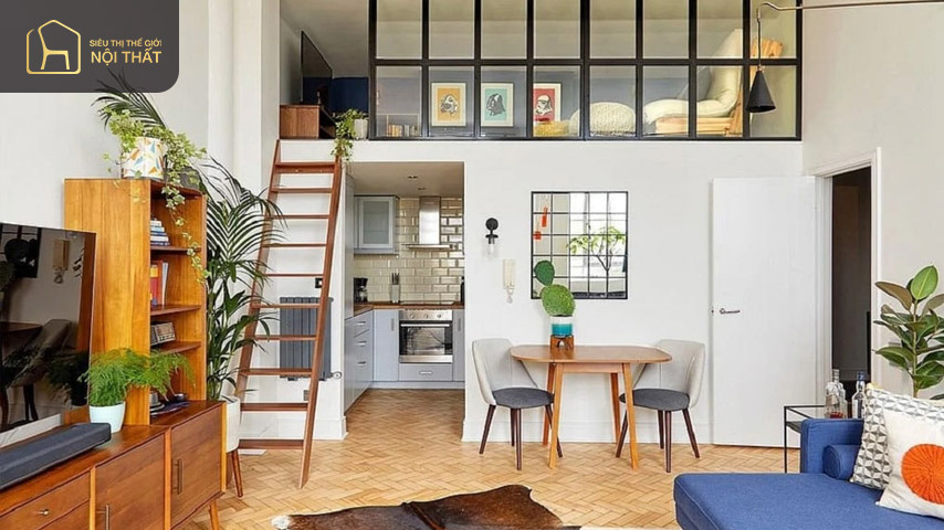 Mẫu thiết kế phòng khách nhà ống 15m2 đẹp với cây xanh