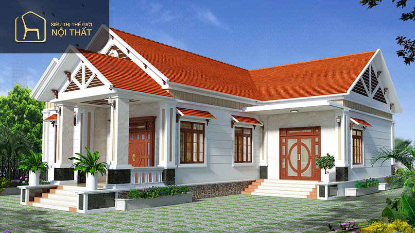 Mẫu sân vườn nhà cấp 4 có mái bằng hiện đại