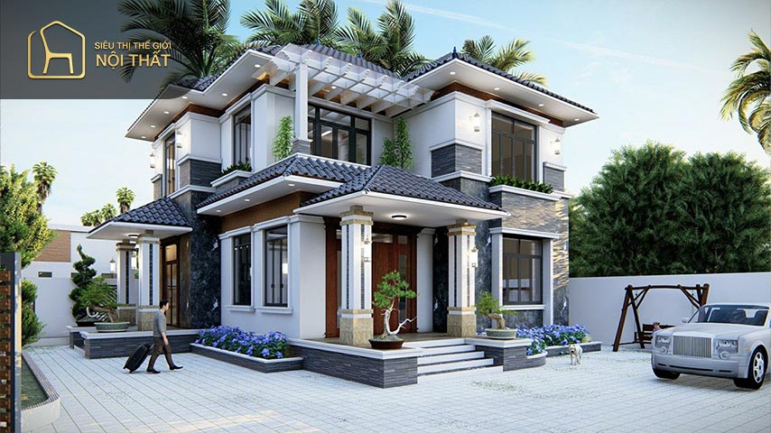 Phong cách sân vườn nhà tân cổ điển độc đáo