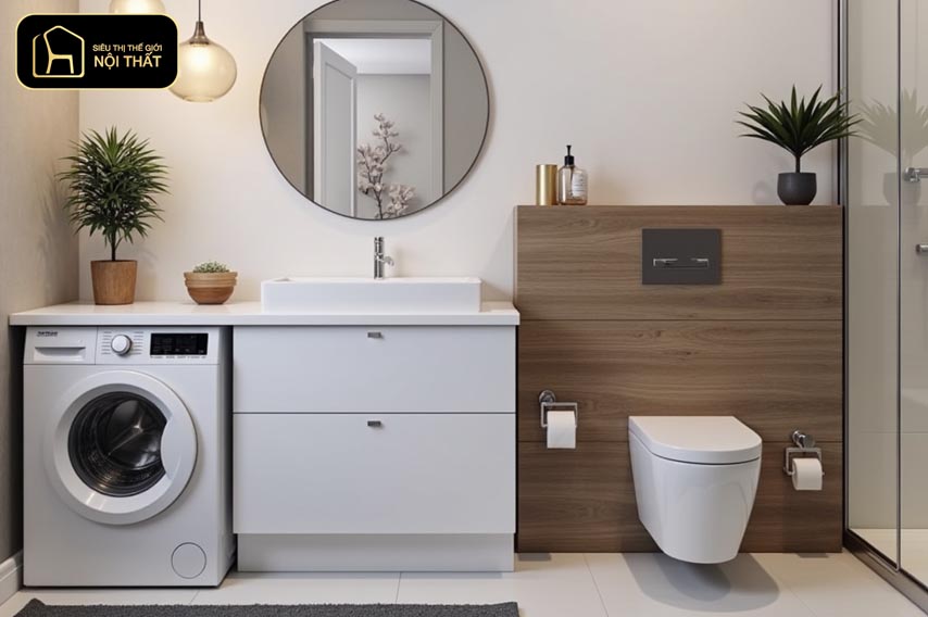thiết kế máy giặt trong phòng tắm