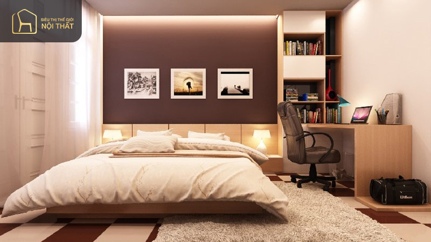 Mẫu thiết kế phòng ngủ phong cách tối giản kết hợp hiện đại