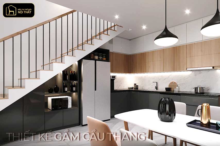 thiết kế tủ gầm cầu thang