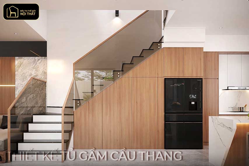 thiết kế tủ gầm cầu thang
