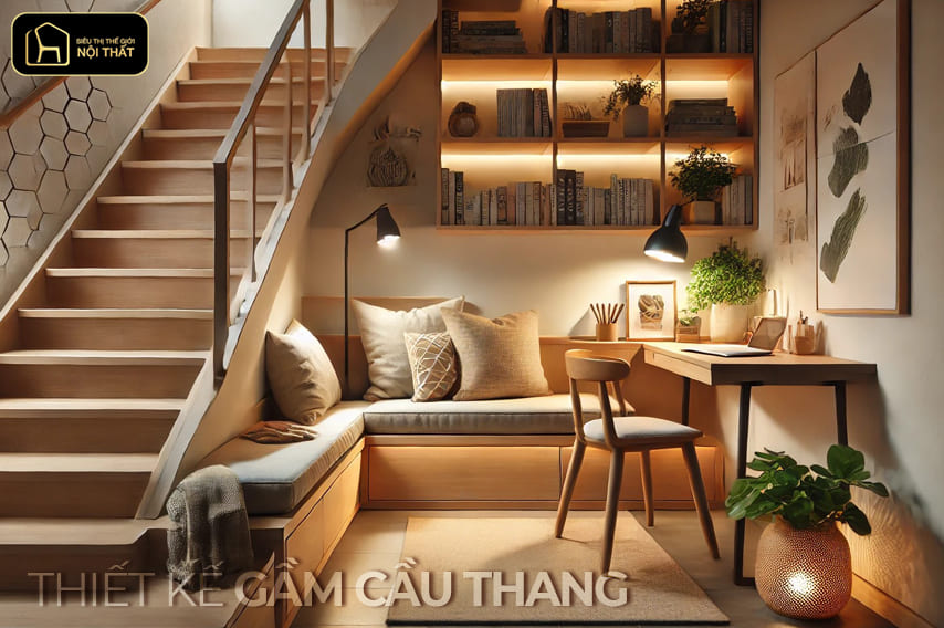 thiết kế tủ gầm cầu thang
