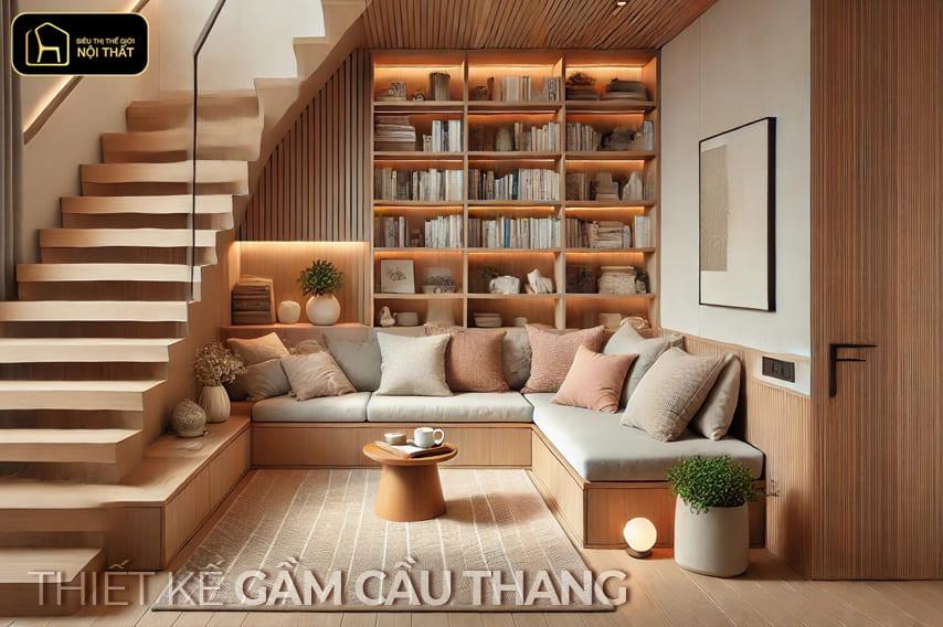 thiết kế tủ gầm cầu thang
