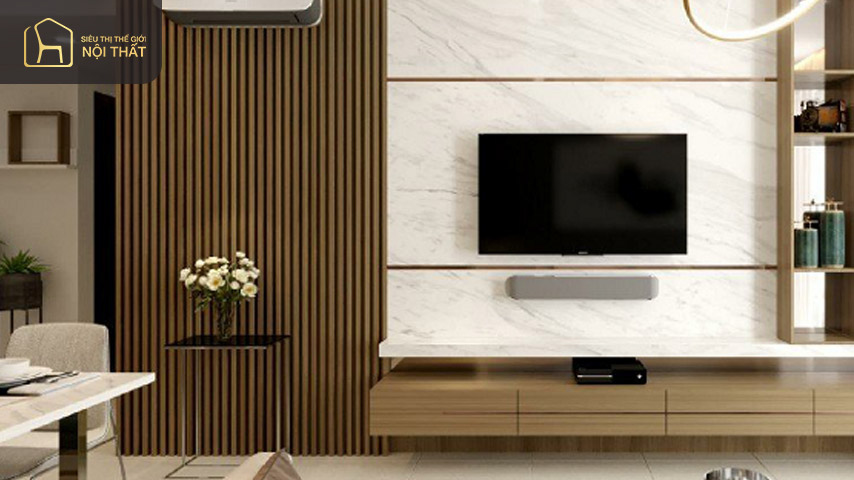 Mẫu vách tivi dạng lam sóng rất phổ biến