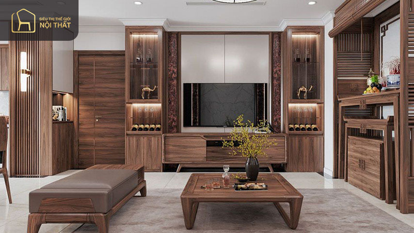 Mẫu vách TIVI ngăn giữa hai phòng rất được ưa chuộng