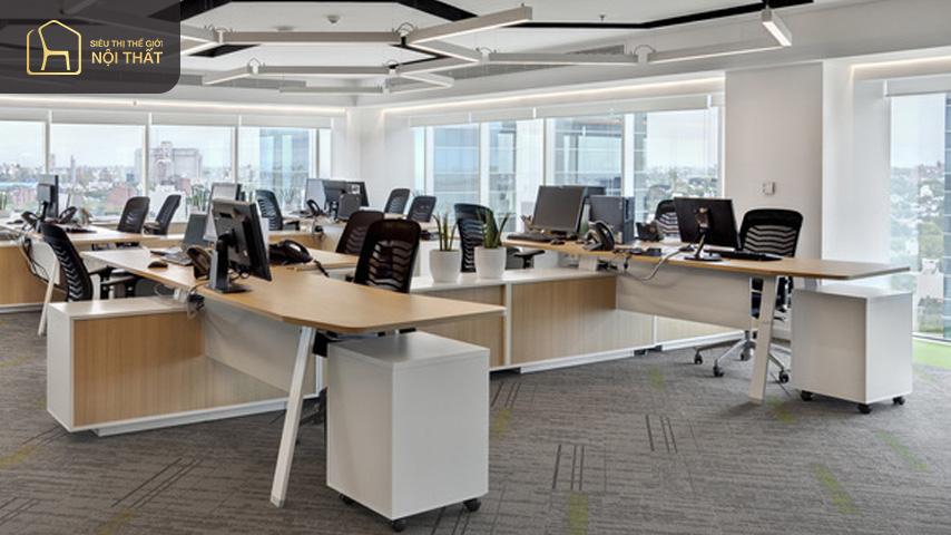 Hình 15: Tone màu trung tính cũng rất phổ biến trong thiết kế văn phòng 80m2  