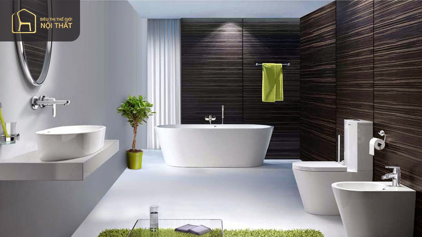 Khi chọn thiết bị vệ sinh phòng tắm cần chú ý đến diện tích để có cách sắp xếp và bố trí các thiết bị sao cho phù hợp Khi chọn thiết bị vệ sinh phòng tắm cần chú ý đến diện tích để có cách sắp xếp và bố trí các thiết bị sao cho phù hợp