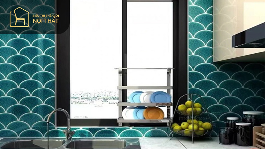 Nhẹ nhàng mà tinh tế với mosaic xanh lá đơn điệu
