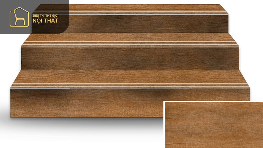 Mẫu gạch giả gỗ ốp lát cầu thang được nhiều gia chủ yêu thích