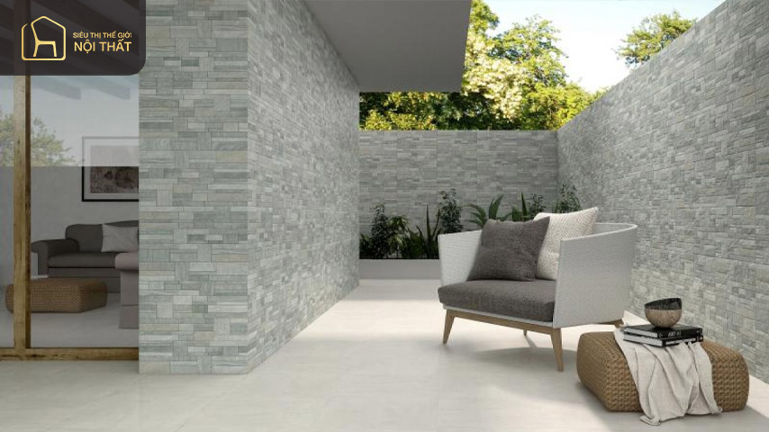Cách phối màu gạch ốp tường mặt tiền cùng tông màu rất được ưa chuộng
