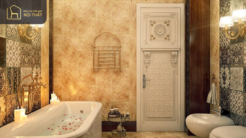 Ánh sáng trong phòng tắm tạo nên sự lung linh cho nhà tắm mang đến cảm giác nghệ thuật cho gia chủ