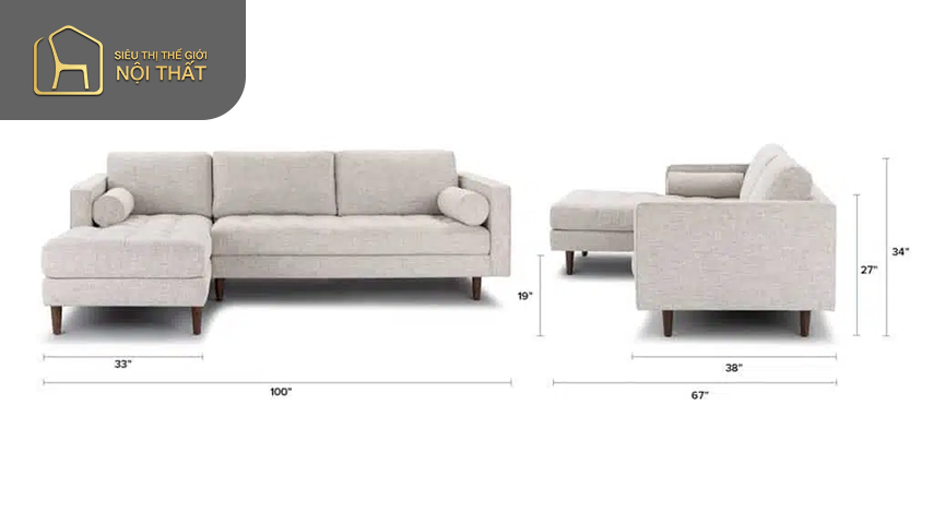 Sofa gỗ chữ L giá rẻ màu xám