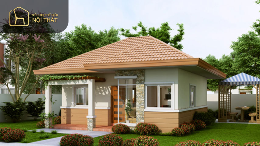 Mẫu biệt thự mini cấp 4 ở nông thôn có cách bố trí công năng khá đơn giản
