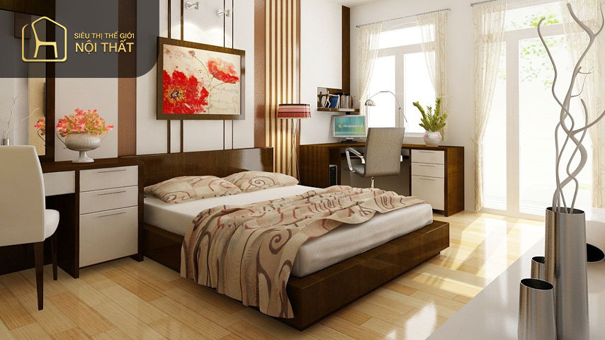 Phòng ngủ 16m2 với đồ nội thất thông minh để tạo sự rộng rãi Phòng ngủ 16m2 với đồ nội thất thông minh để tạo sự rộng rãi