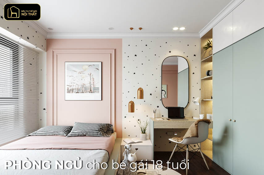 phòng ngủ cho bé gái 18 tuổi