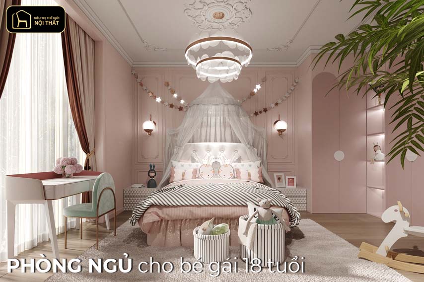 phòng ngủ cho bé gái 18 tuổi
