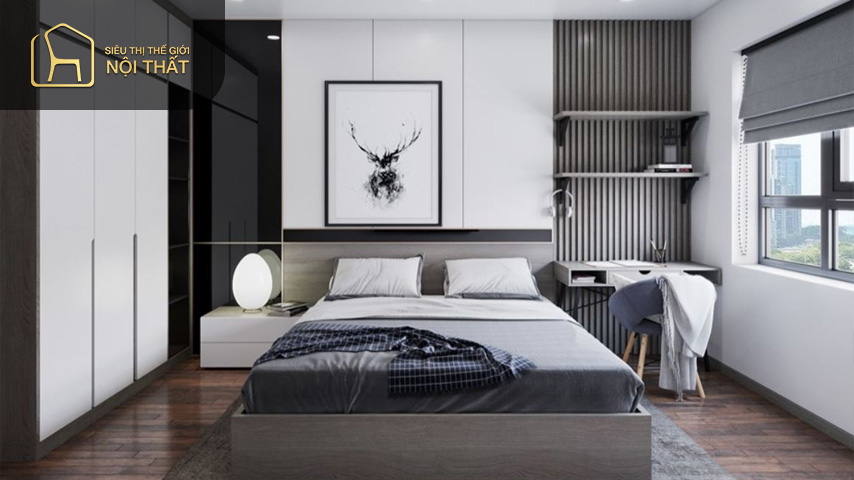 Thiết kế nội thất căn hộ 60m2 2 phòng ngủ đẹp cho vợ chồng trẻ tận dụng ánh sáng tự nhiên giúp cho căn hộ rộng rãi và thoáng mát