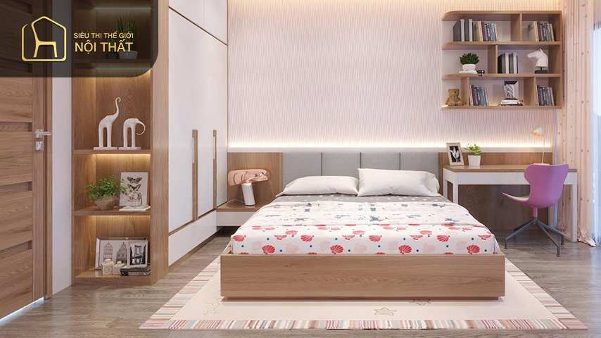 Phòng ngủ 20m2 cho bé gái khi thiết kế cần phải dự vào sở thích của trẻ