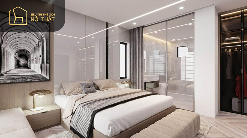 Thiết kế phòng ngủ 20m2 có nhà vệ sinh đơn giản, tinh tế là một trong những ý tưởng dễ dàng thực hiện